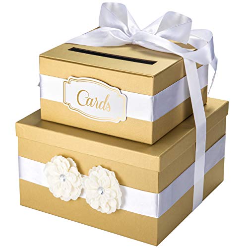 Algopix Similar Product 8 - Gold Gift Card Box  2 Tier  Perfect