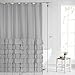 Volens Grey Ruffle Shower Curtain Farmhouse Rustic Cloth Shower Curtains for Bathroom, Fabric Bath Curtain, 70x70 inch Long