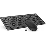 Wireless Keyboard Mouse, Jelly Comb 2.4GHz Ultra Thin Compact Portable Small Wireless Keyboard and Mouse Combo Set for PC, Desktop, Computer, Notebook, Laptop, Windows XP/Vista / 7/8 / 10 - Black