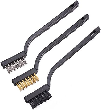 3pc Mini Wire Brush Set Steel Brass Nylon Bristle For Cleaning