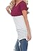 Bela Women's Short Sleeve Colorblock T Shirt Lace Inset Tees Tops, Red, X-Large
