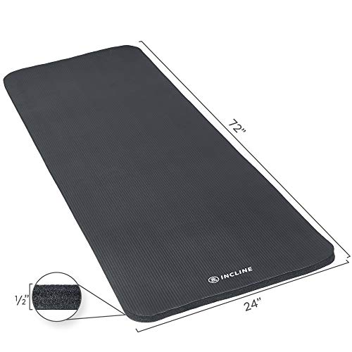 Incline Fit Extra Thick Exercise Mat w/Carrying Strap - Non Slip & Comfortable Workout Mat for Yoga, Pilates, Stretching, Meditation, Floor & Fitness Exercises