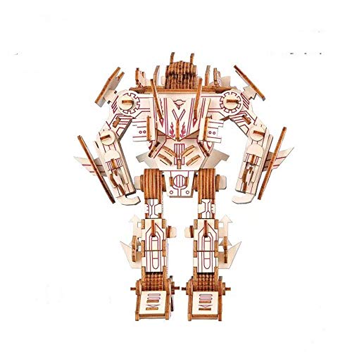 Yobeyi 3D Puzzle Robot Wooden Building Blocks Model Self-Assembly Craft Kit DIY Brain Teaser Toys Best Gifts for Women & Men (Robot-3) - Thumbnail 4