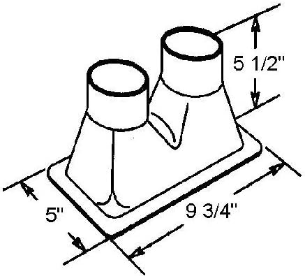 BB7008 Dual Bumper Plastic Inlet Duct 5"H x 9 3/4"W x 5 1/2"D For 3" Duct Hose