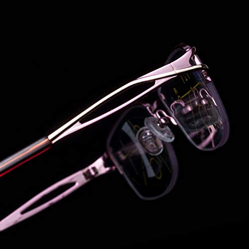 LianSan Womens Progressive Multifocus Computer Reading Glasses Blue Light Blocking Readers for Women Pink 1.00