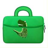 MoKo Fire HD 10 Inch Kids Tablet Sleeve Case Bag, [Shock-Proof] Zipper Handle Pouch Portable Neoprene Cover for Amazon Fire HD 10 Kids Edition, Kindle Fire HD 10.1 Inch - Dinosaur Green