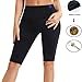 Osne4u Women's Yoga Running Shorts: Elastic Mid Waist Tummy Control Workout Short Pants with 2 Pockets