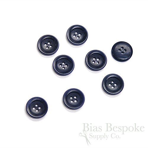 Set of 12 Chic Dark Blue Corozo Suit Buttons, Made in Italy