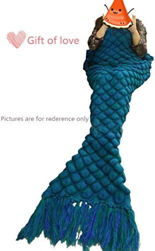 Mermaid Blanket Adult size, Crochet Snuggle Sleeping Bag with scale Pattern and Tassels Decoration