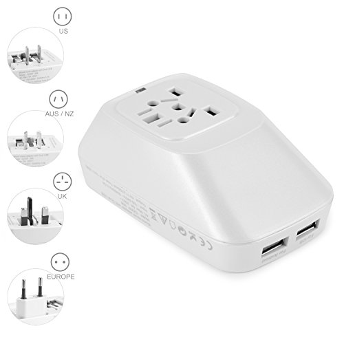 Yubi Power 2 USB Charging Port (2A) All in One Universal Worldwide Travel Wall Charger AC Power AU UK US EU Plug Adapter Adapter.