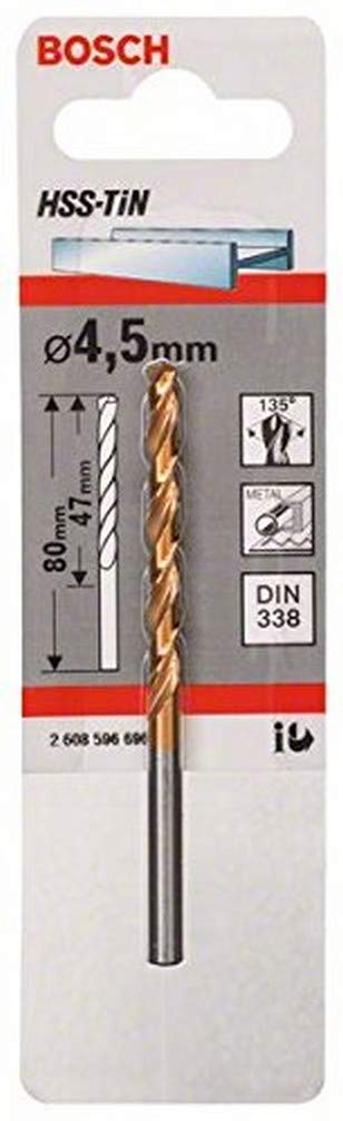 Bosch 2608596696 4.5 x 47 x 80 mm DIN338 HSS-TiN Drill Bits