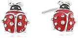 Girls' Petite Sterling Silver Red Epoxy Ladybug Stud Earrings