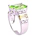 Psiroy 925 Sterling Silver Plated Emerald Cut Simulated Green Amethyst Wide Band Engagement Ring Size 6