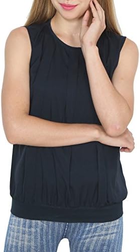 Wittrends Women's Poly-Crepe Top with Knitted Rib on Bottom Hem
