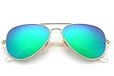YuFalling Polarized Aviator Sunglasses for Men and Women (gold frame/green lens, 58)