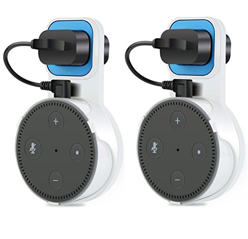 Click Here to See More Images Outlet Wall Mount Hanger Stand 2pack for Amazon Echo Dot 2nd Generation,Honrane Original Design Portable bracket for Home Voice Assistants Plug in Kitchens,Bathroom And Bedroom (2pc-white)