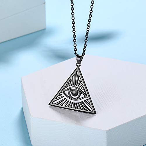 Astrological-Symbol-Necklace-for-Women-Mens-Pendant-925-Sterling-Silver-Eye-of-Evidence-Necklace-Crescent-Black-Moon-and-Cross-Necklace-Wiccan-Jewelry-for-Boys-and-Girls-Gift-with-Gift-Box