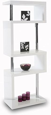 furnitures zone Miami Contemporary 5 Tier High Gloss Shelving Unit - Display Unit White