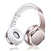 Bluetooth Headphones Over Ear Cordless Stereo Wireless Headphone Music Volume Control Speakers Overhead Retractable Sport Workout Headset with Microphone Radio Built in for iPhone Laptop (Rose Gold)