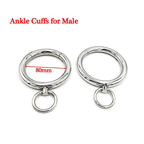 BDSM Bondage Kit Anklet Cuffs/Collar/Handcuffs with Removable Ring – Round Stainless Steel Fetish Slave Restraints Tools for Adult,Maleanklecuffs