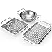 Extreme Salmon 3-Piece Mini Small Grill Topper Set, Heavy Duty Stainless Steel BBQ Grill Wok Grill Basket Grill Pan Set, Perfect for Grilling Vegetable, Diced Meat, Seafood and More