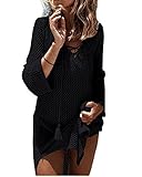 NFASHIONSO Women's Fashion Swimwear Crochet Tunic Cover Up/Beach Dres,Black
