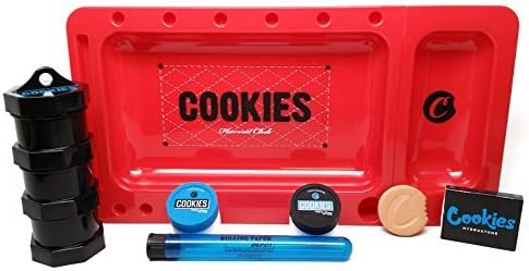Bundle 6 Items - Cookies Rolling Tray Red, Mini Jars, Hydrostone, Silicone Containers and Doob Tube by Cookies Harvest Club