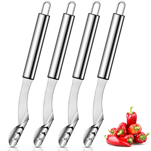 4 Pieces Jalapeno Pepper Corer Seed Remover Tool Zucchini Cucumber Core Stainless Steel Deseeder Chili Corer Remover Serrated Slice Seed Remover Or Slice Off Vegetables Tops For Kitchen Barbecue Pricepulse
