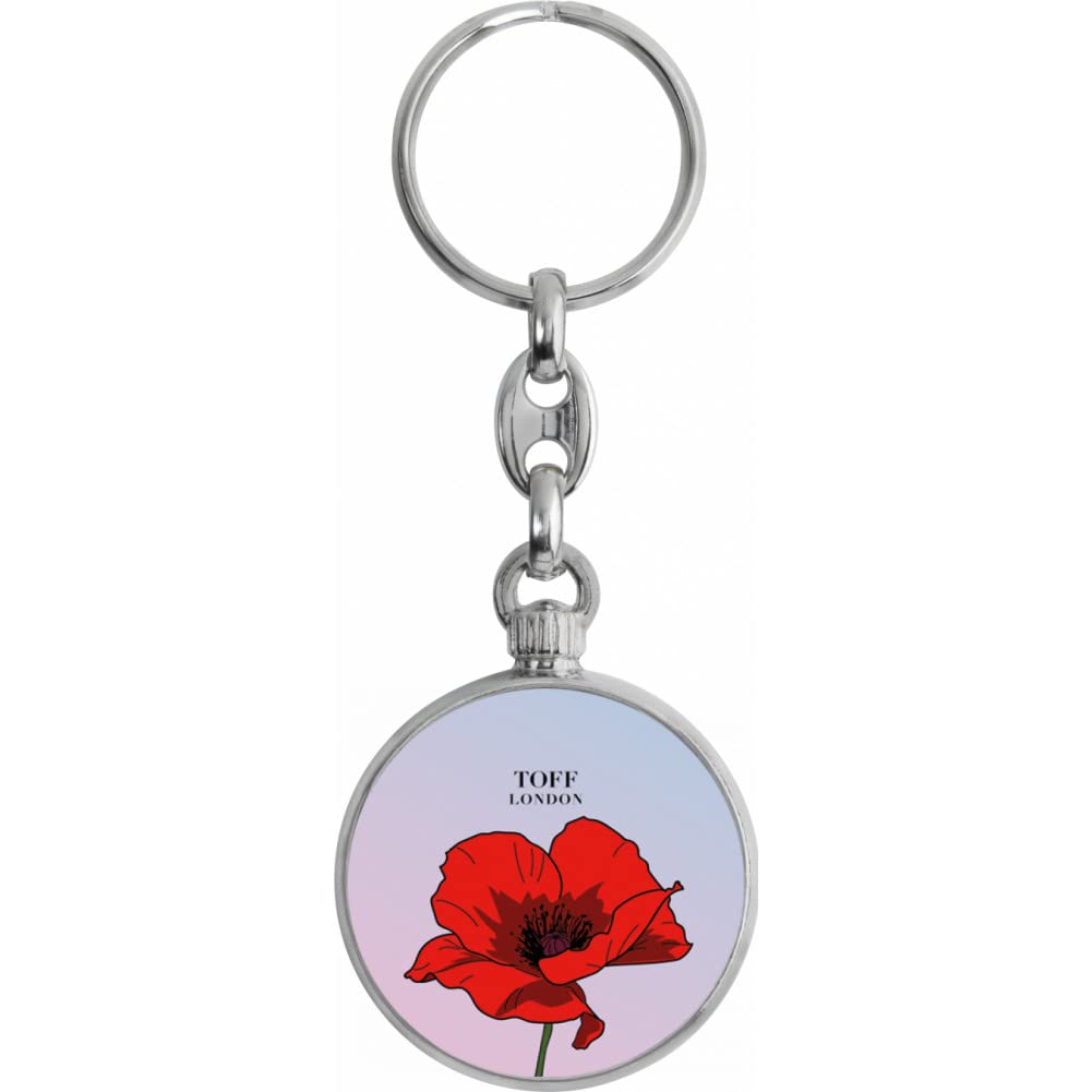 Toff London Red Poppy Flower Keyring