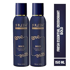 Fresh Essential No Gas Perfume Body Spray – Bold, 150 ml / 122g (Pack of 2)
