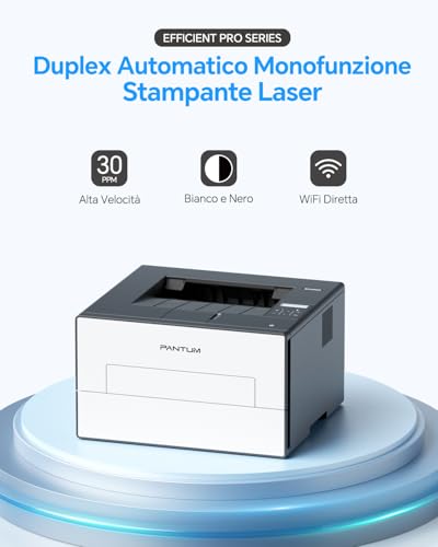 PANTUM BP4209DW Wi-Fi Black and White Laser Printer, Automatic Front and Back Printing in Single Function A4, 30 ppm, USB and Wireless, LCD Display, Inbox Toner 1000 Pages, USB Cable Included