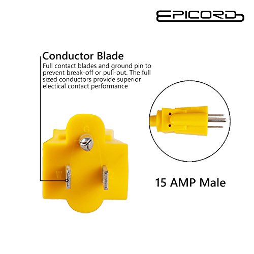 EPICORD RV Adapter Power Cord 15AMP Male To 30AMP Female Camper Connector Heavy Duty Electrical Dogbone, 12 Inch