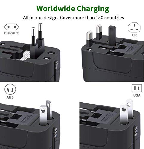 Travel Adapter, VMpalace Worldwide All in One Universal Power Converters Wall AC Power Plug Adapter Power Plug Wall Charger with Dual USB Charging Ports for USA EU UK AUS Cell phone laptop