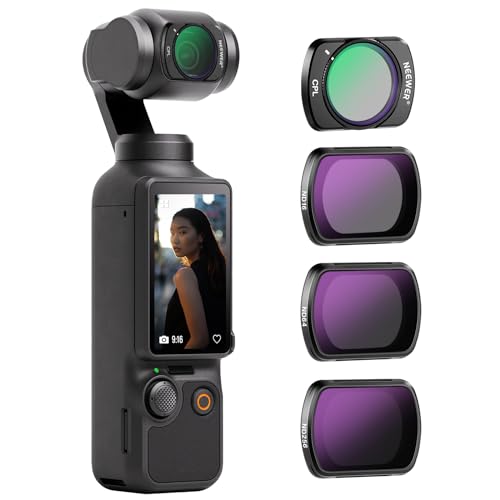 NEEWER Magnetic ND & CPL Filter Kit Compatible with DJI OSMO Pocket 4 & Pocket 3, 4 Pack Neutral Density ND16 ND64 ND256 CPL Polarizing Filters, Multi Coated HD Optical Glass/Ultra Slim Aluminum Frame