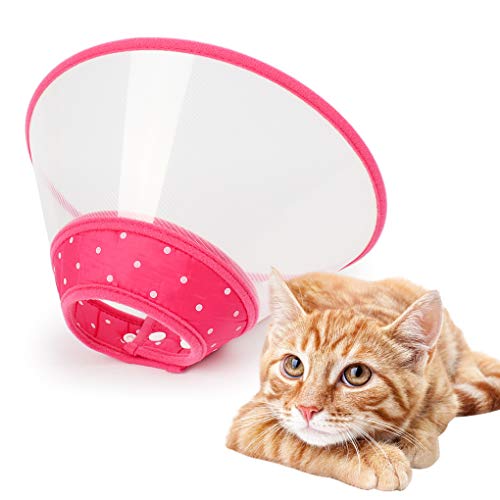 Photo 1 of Pet Cone Recovery Dog Cone Adjustable Dog Collar Clear Padded Collar with Breathable Soft Edge, Plastic Puppy Cone Protect The Neck Surgery Recovery, Designed for Cats and Puppies (Small, Pink)