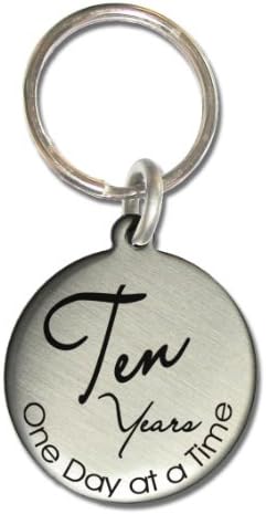 10 Year Vintage Style AA Alcoholics Anonymous NA Narcotics Anonymous Clean and Sober Birthday Medallion Keychain