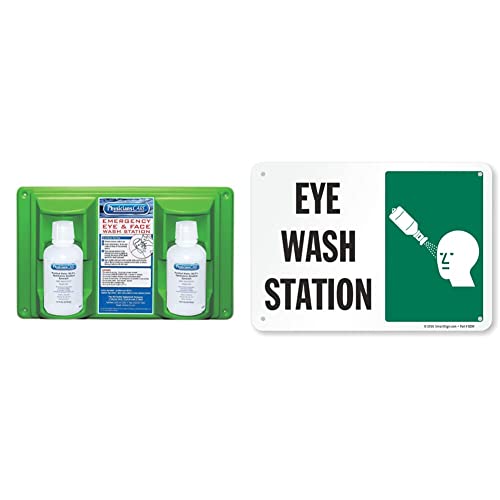 PhysiciansCare Eye Wash Station, Double 16 oz. Bottle & SmartSign S2