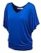 LL WT1038 Womens V Neck Short Sleeve Dolman Top M COBALT_BLUE