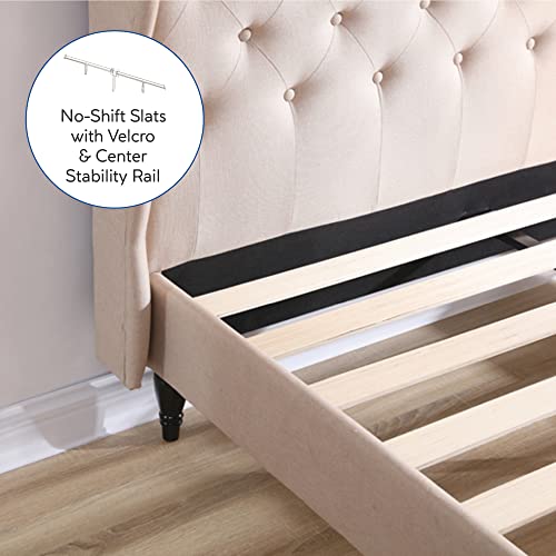 Classic Brands Coventry Upholstered Platform Bed Headboard and Metal