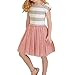 Meihuida Little Girls Short Sleeve Striped Clothing Chiffon Skirt Cotton Dress (2T(for 2-3 Years))