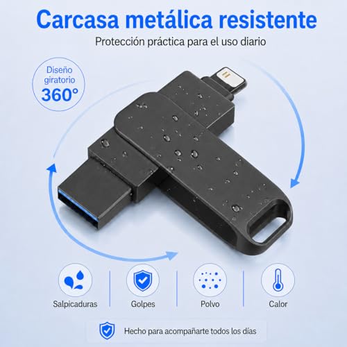 SIJEW 4 en 1 USB Memoria, Memoria USB 128 GB 3.0, Pendrive USB Externa para Celular, Unidad Flash USB para Guardado de Datos, Memory Stick Compatible con iPhone, iPad, Windows, Mac y Lunux