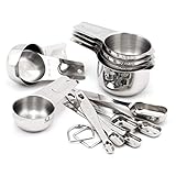 Tastefully You - 13-Piece Stainless Steel Dry Measuring Set Featuring 7 Cups And 6 Spoons - Durable And Long Lasting Metal Set Is Dishwasher Safe - Provides Years Of Active And Helpful Kitchen Use