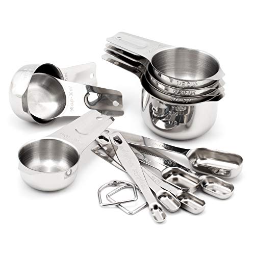 Tastefully You - 13-Piece Stainless Steel Dry Measuring Set Featuring 7 Cups And 6 Spoons - Durable And Long Lasting Metal Set Is Dishwasher Safe - Provides Years Of Active And Helpful Kitchen Use