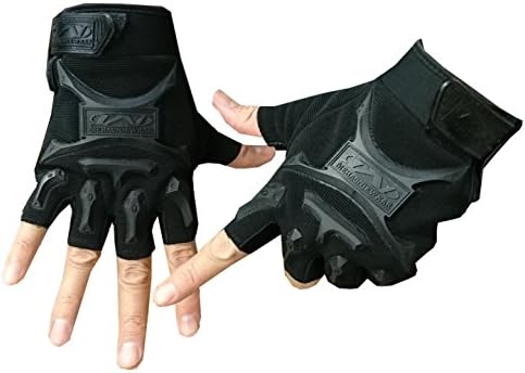 CATSOBAT Military Unisex Free Size Fingerless Tactical Gloves/ For Army Cosplay/ Airsoft Military Costume /Outdoor Fashion (Black)