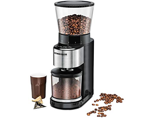 ROMMELSBACHER Kaffeemühle EKM 500 - Kegelmahlwerk, Präzisions-Waage, Halterung für Siebträger, Mahlgrad in 39 Stufen, 5…