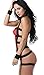 High Elastic Rubber Band Together Tight Miniskirt Babydoll Girly Lingerie and Garter (M, Black + Red)