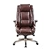 Worpson High Back Bonded Leather Executive Office Chair - Flip-up Arms, Adjustable Recline Locking Mechanism, Thick Padding and Lumbar Support Task Chair - Brown