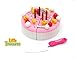 A Fantastic Birthday Cake Play Cutting Food Set for Children with Pretend Cutting Knife, Candles & Toppings Age 3+