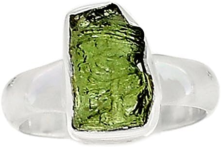 Lovegem Genuine Moldavite Ring 925 Sterling Silver,Size :5.5, AR3283