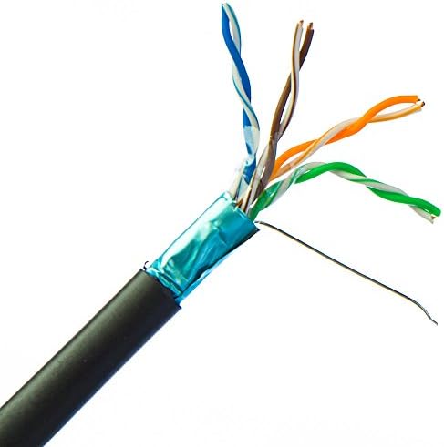 Direct Burial/Outdoor Rated Shielded Cat6 Black Ethernet Cable, Solid, 23 AWG, Spool, 1000 foot